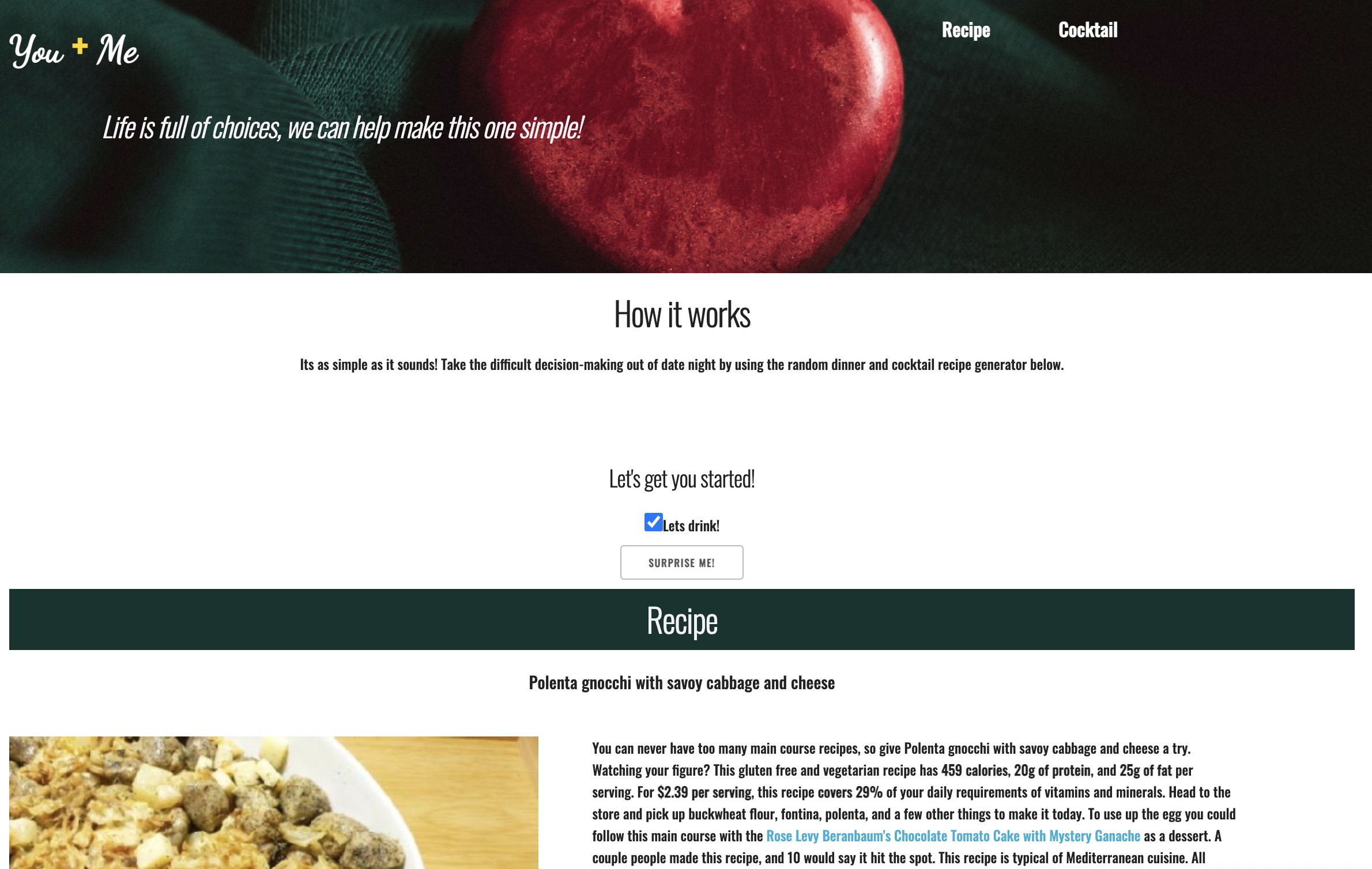 screenshot of generate-date Website